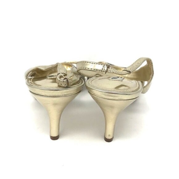 Nina Sandals Gold Metallic Kitten Heels Sandals 6 - Picture 5 of 8